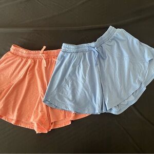 Kids’ Flare Athletic Shorts - Blue and Peach/Coral